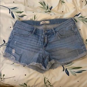 Light wash denim shorts